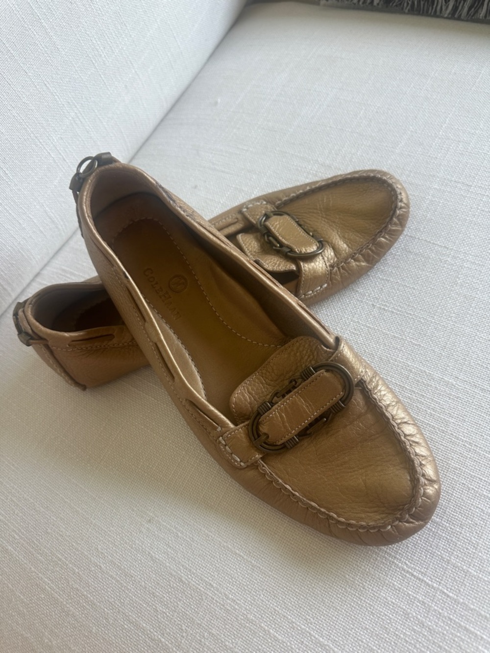 Cole Haan Gold Leather Driving Loafers Women’s Size 9.5 Slip On Moccasins - Picture 2 of 8
